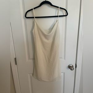 White silk mini dress